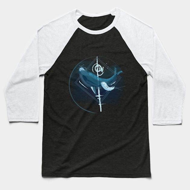 Abstract Whale Baseball T-Shirt by mervy